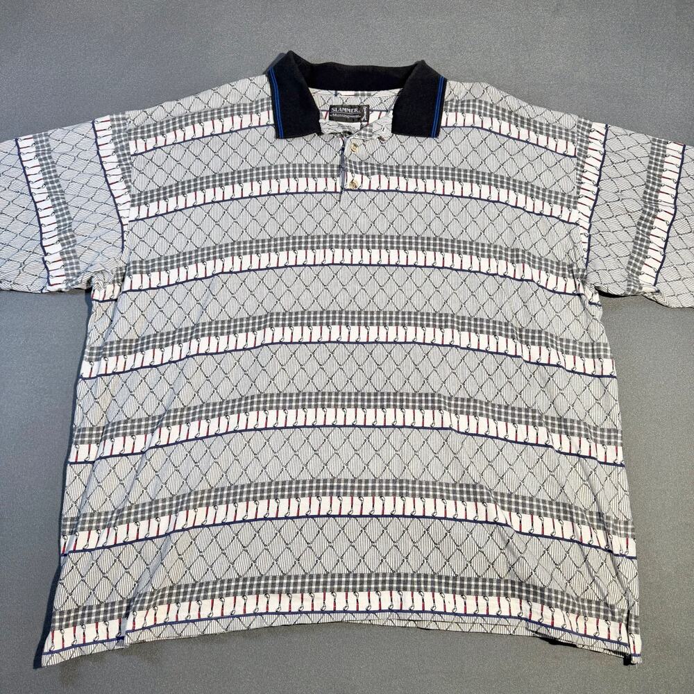 Vintage 90s Slammer Munsingwear Golf Polo Shirt All Over Print Graphic Mens XXL